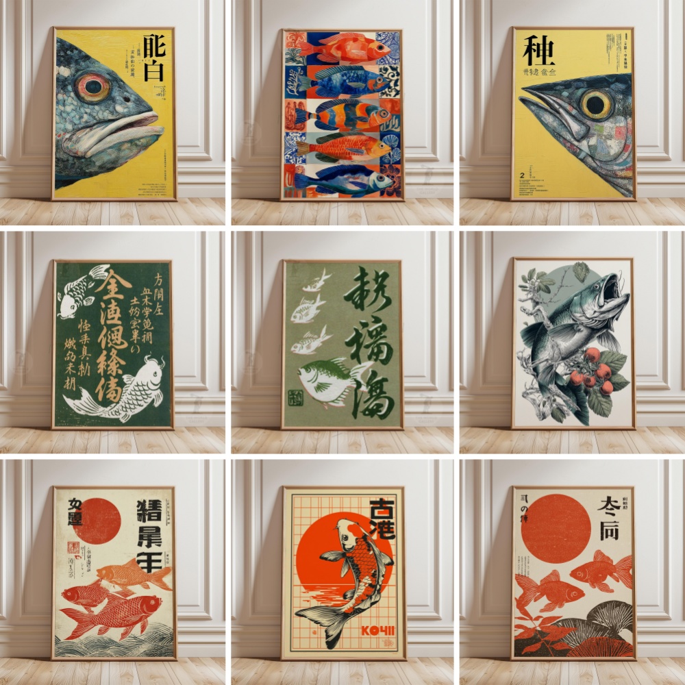 Japanese Zen Lifestyle - Plakat z rybą złotą, japońskie plakaty