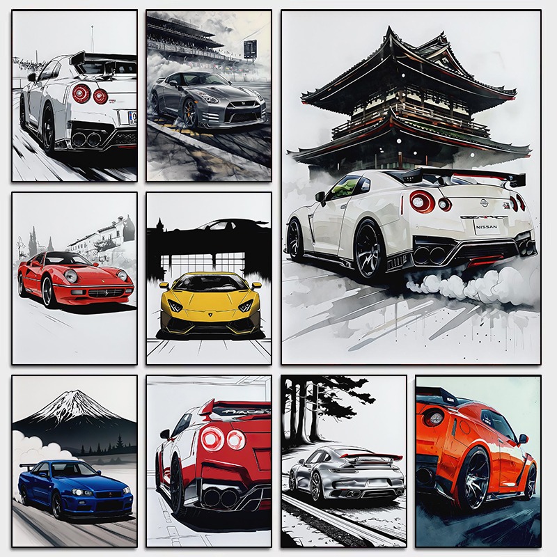 Japanese Luxury Lifestyle - Japoński styl Supercar Wall Art Plakat