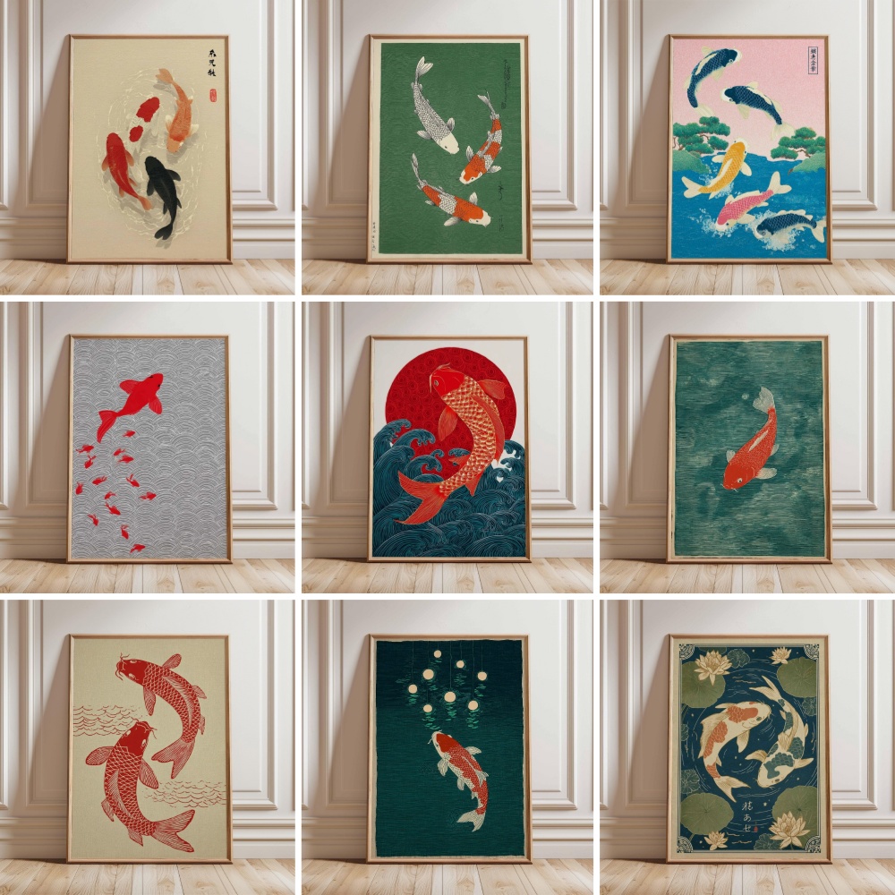 Japanese Zen Lifestyle - Plakat z japońskim karpiem Koi, plakaty