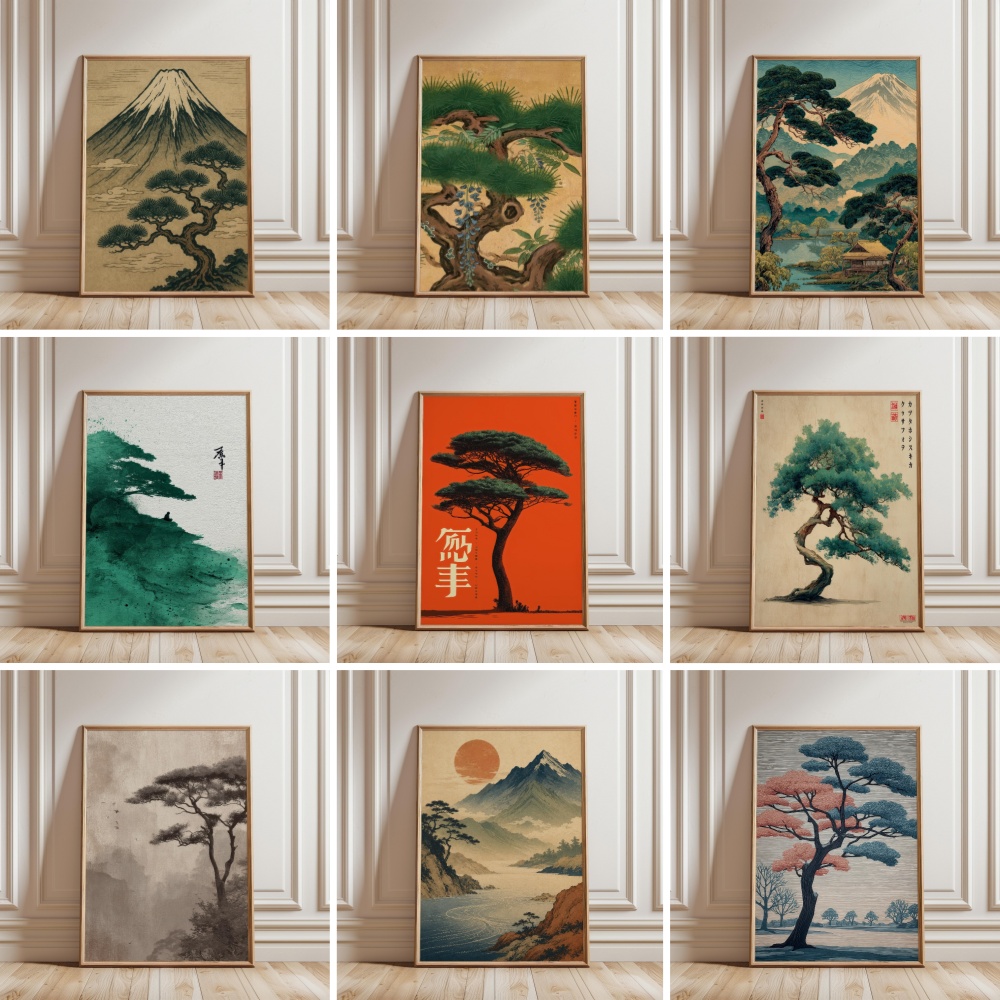 Japanese Zen Lifestyle - Plakat z górą Fudżi, japoński krajobraz,
