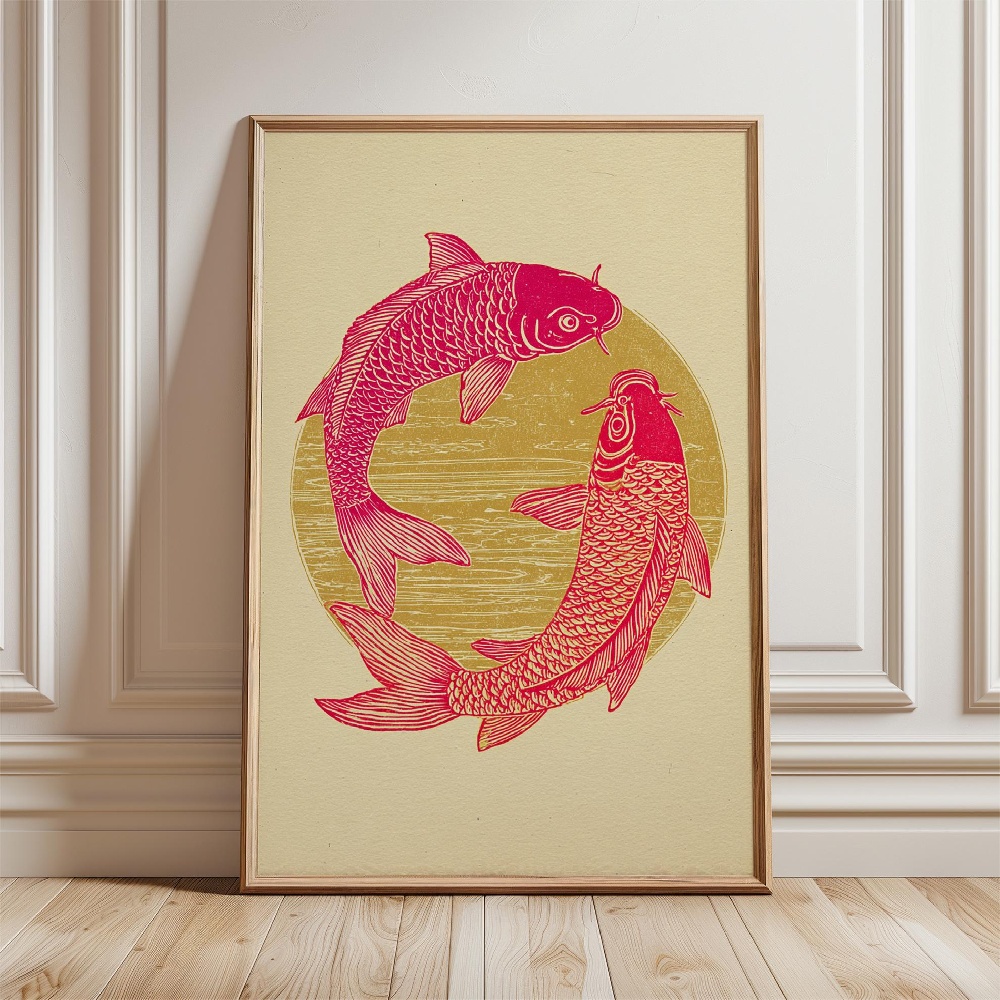 Plakat z rybą złotą, japońskie – Japanese Zen Lifestyle recenzja i cena