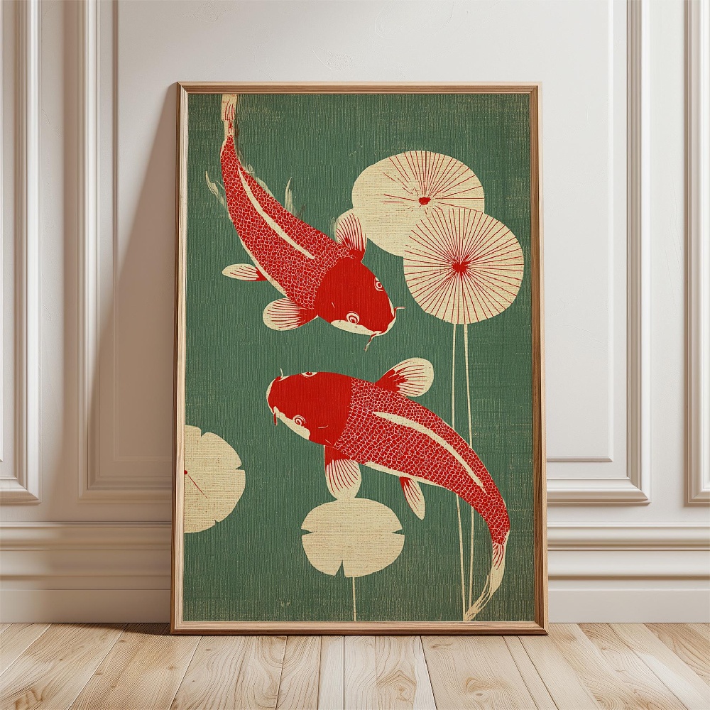 Plakat z rybą złotą, japońskie – Japanese Zen Lifestyle recenzja i cena